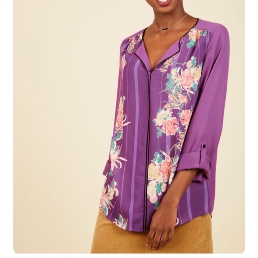 Modcloth Podcast Cohost Floral Long Sleeve Top